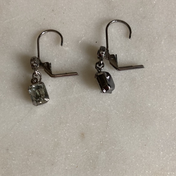 Pewter Colored Earrings With Greenish Gray Stones - Picture 4 of 5